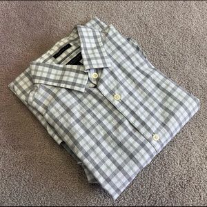 BANANA REPUBLIC Mens Gray Check Camden Button Shirt Sz M